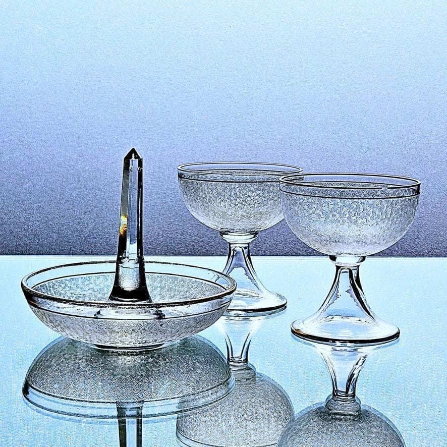 金彩オールドバカラ 青海波エッチングのリングホルダー 晴海商店 19世紀後半