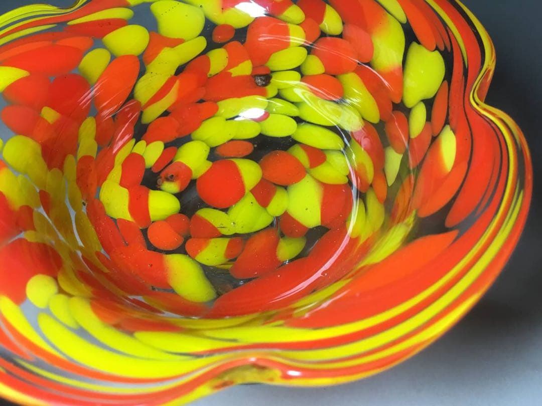 氷コップ◆２色 / オレンジ黄色◆輪花 戦前 大正ロマン かき氷 アンティーク