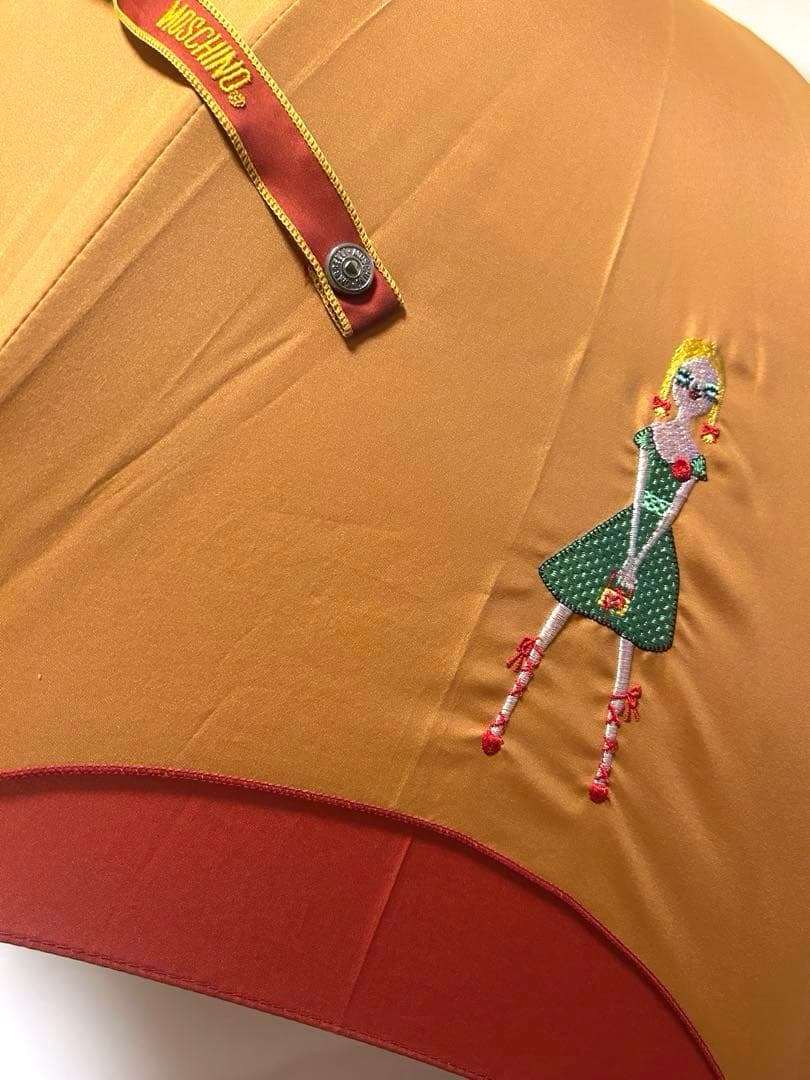 MOSCHINO モスキーノ 長傘　オレンジ 刺繍デザイン