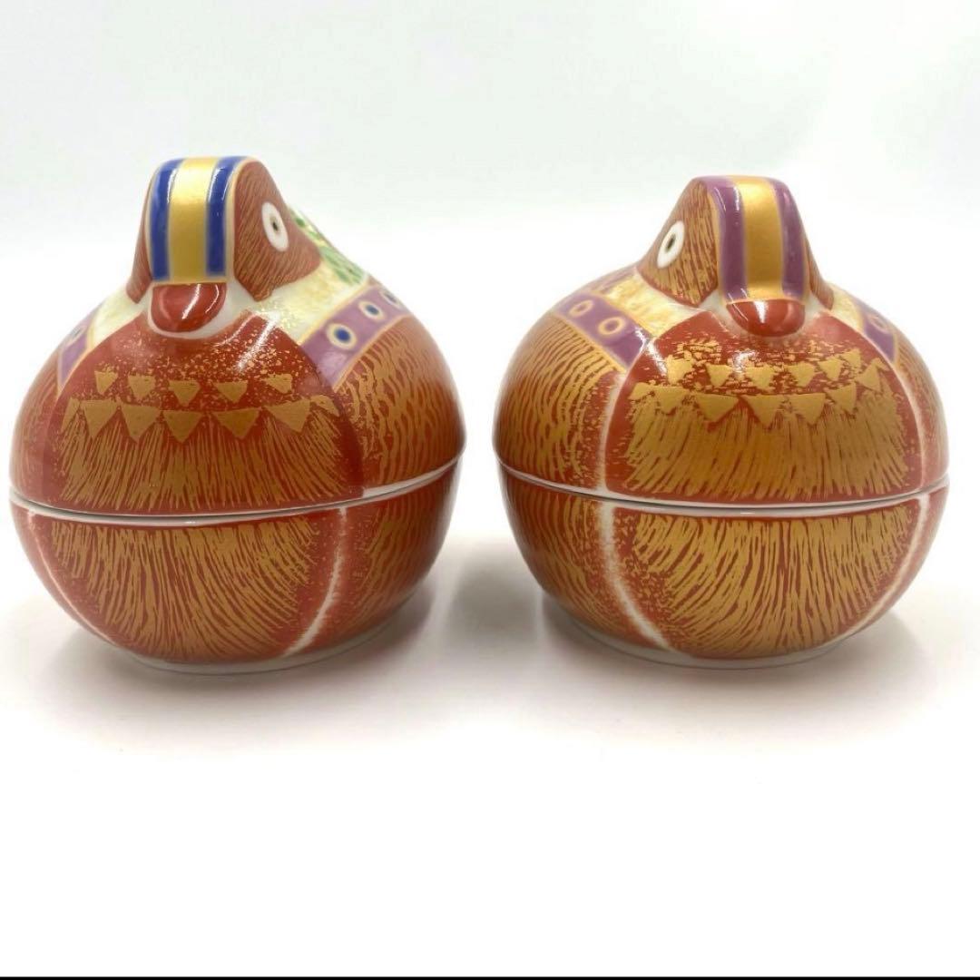 【☆お得なお品☆】【新品】有田焼幸楽窯　錦琳派おしどり蓋物雄雌セット　縁起物