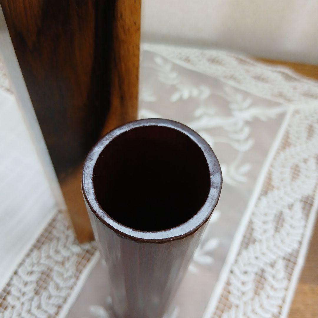 黒柿 五角形 壁掛け花器 花入れ 一輪挿し 中筒付き レトロ フラワーベース