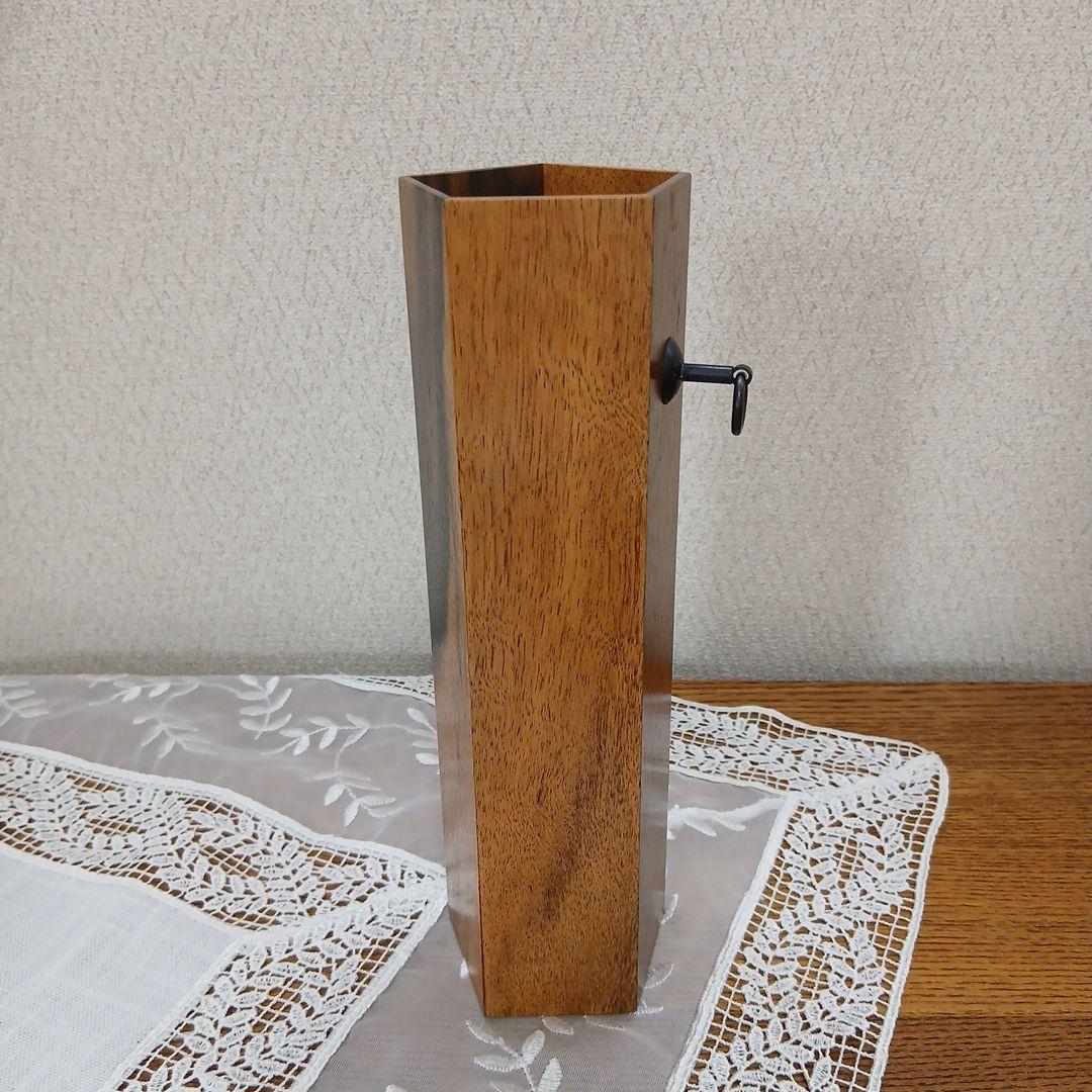 黒柿 五角形 壁掛け花器 花入れ 一輪挿し 中筒付き レトロ フラワーベース