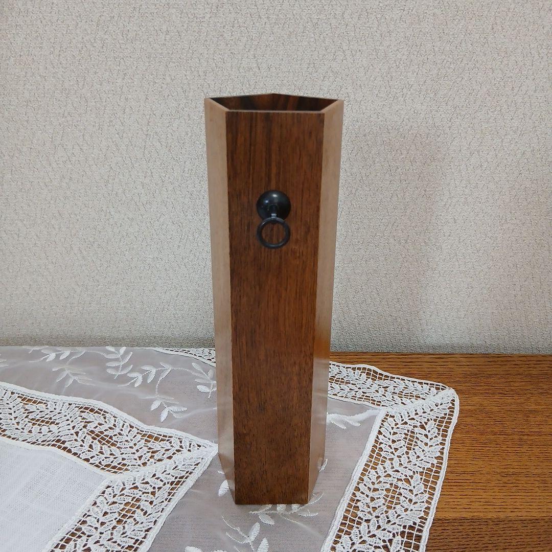 黒柿 五角形 壁掛け花器 花入れ 一輪挿し 中筒付き レトロ フラワーベース