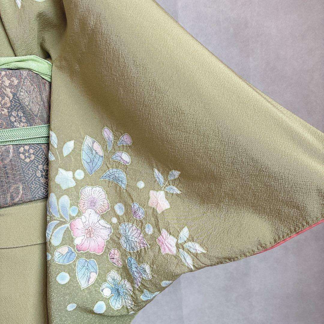 訪問着　フルセット　辻ヶ花　スモールサイズ　丹後ちりめん　着物　正絹　G11