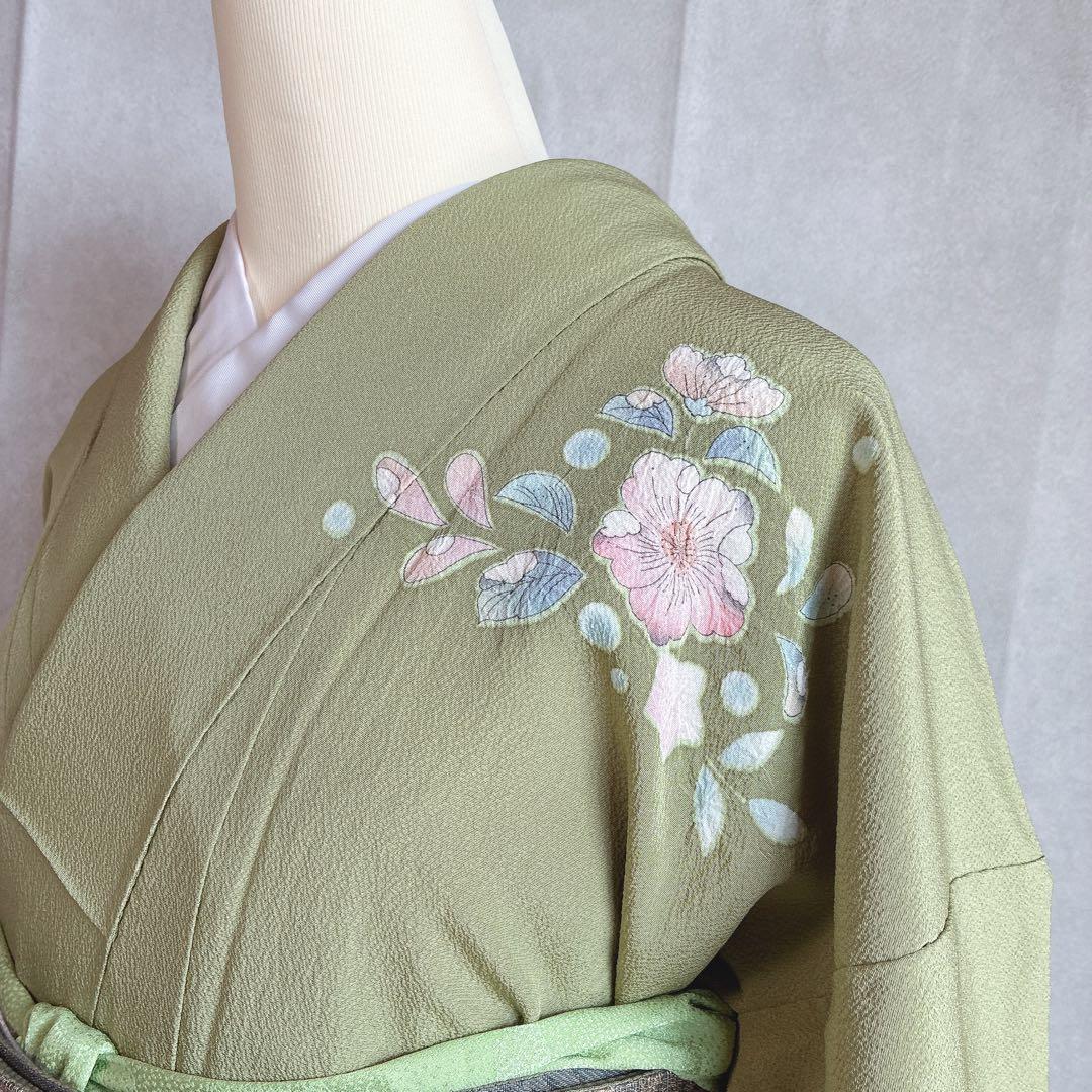 訪問着　フルセット　辻ヶ花　スモールサイズ　丹後ちりめん　着物　正絹　G11
