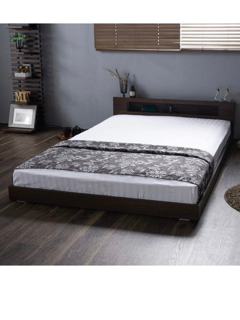 ダブルサイズ LED照明付きフロアベッドフレーム