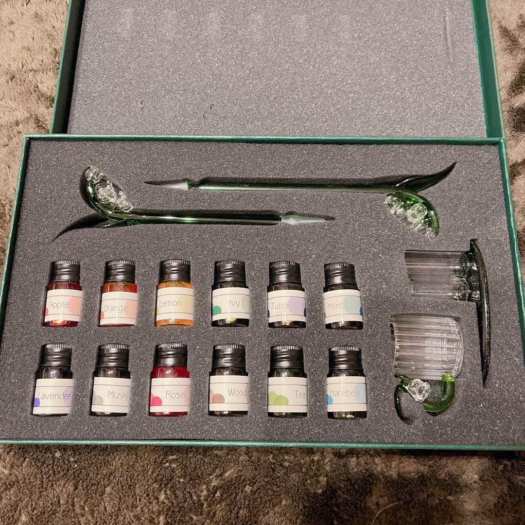 ベルランガラスペン レインボークリスタルガラスペン ガラスディップペンインク