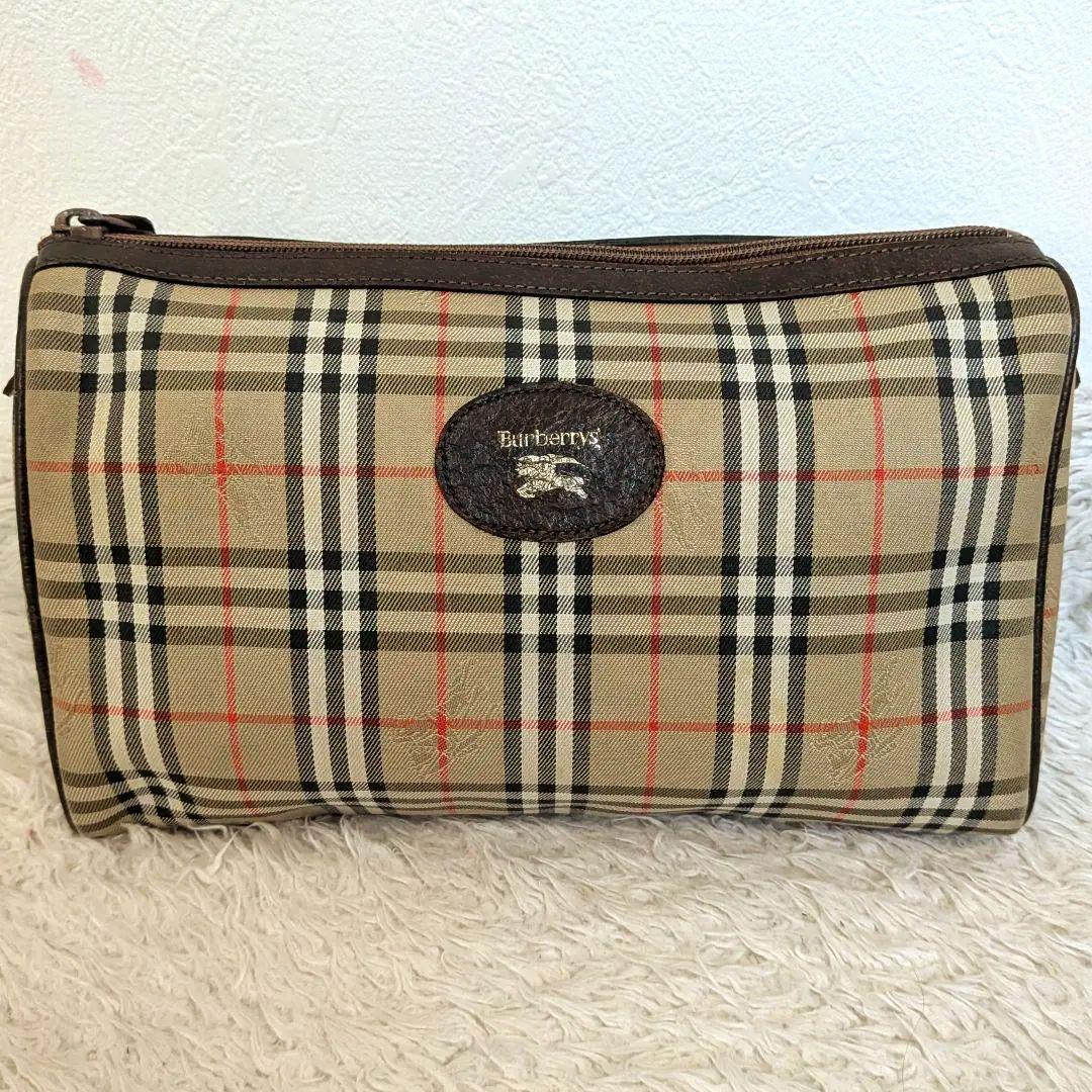 良品　バーバリー　ノバチェック柄 クラッチバッグ ホース　ヴィンテージ　セカンド