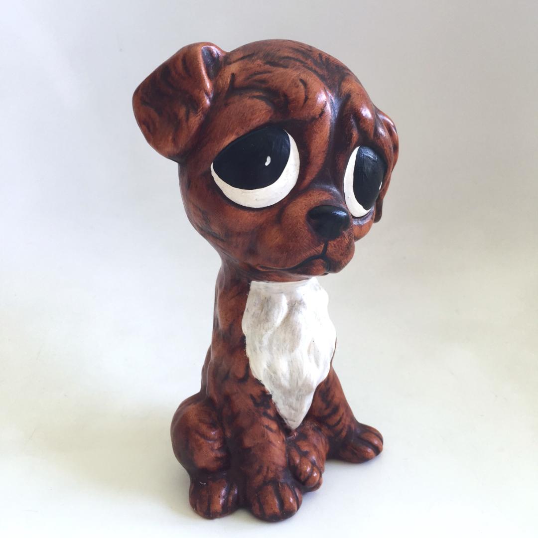 ビンテージ 陶器製 Big eye dog置物 犬 Sad eye