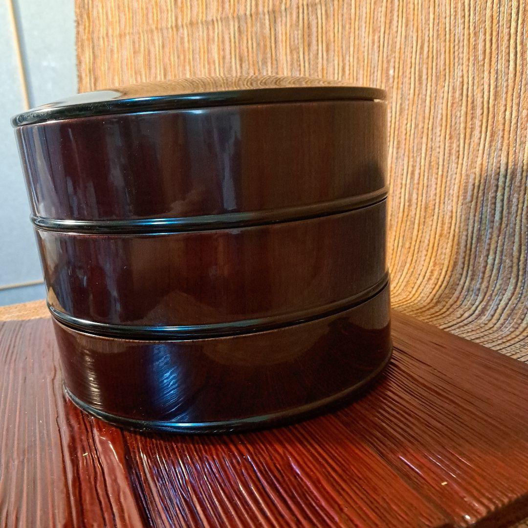 田中重希の拭 漆塗り重箱 3層 深い赤色