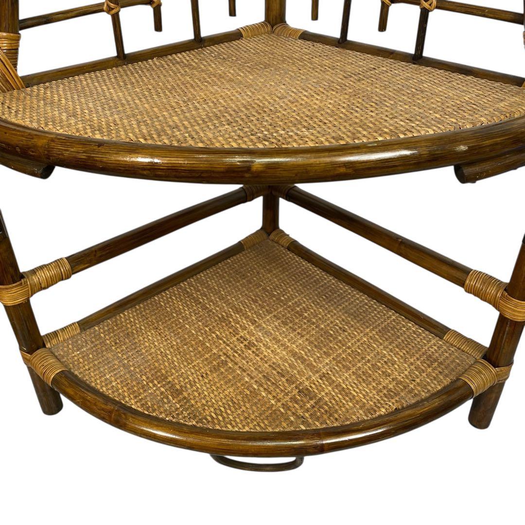 3段ラタンシェルフ 籐のコーナーラック 籐家具 ラタン家具 ラタン棚