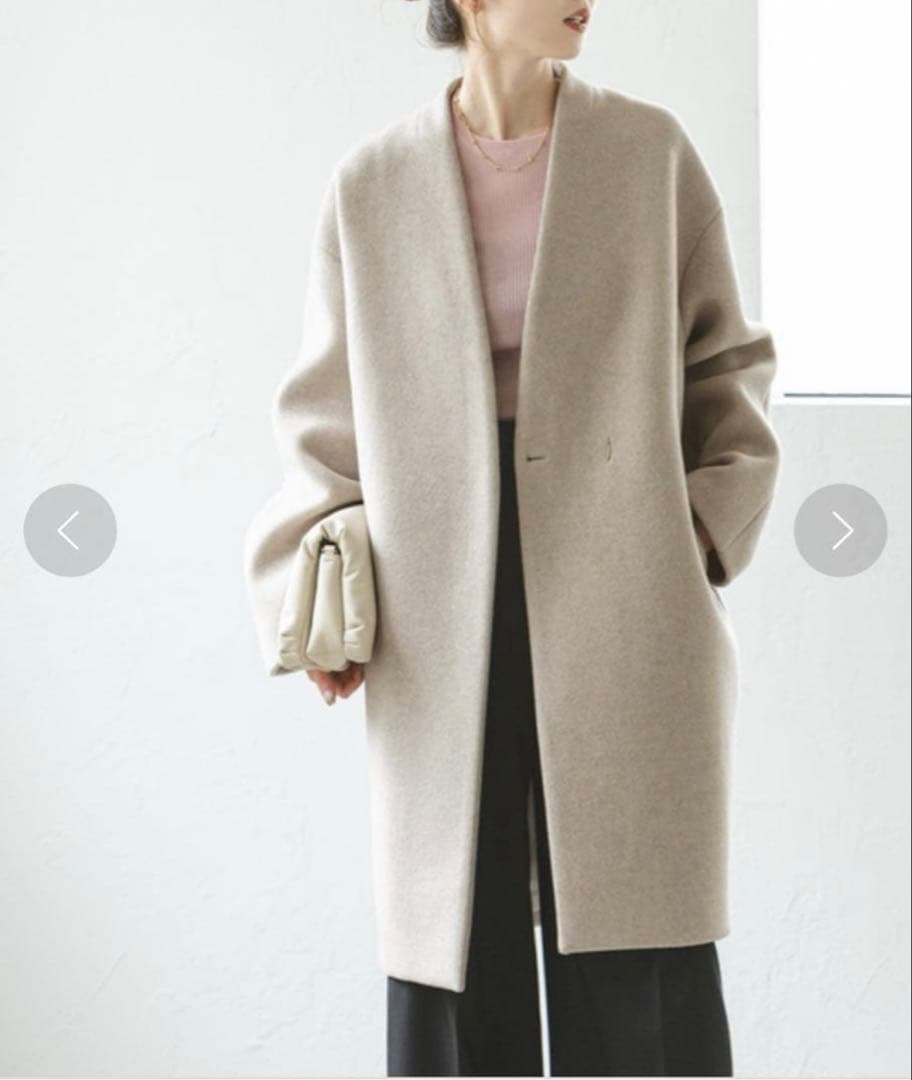 【美品】ノーブルnoble MTRウールカシミヤミニマルVコート(38)