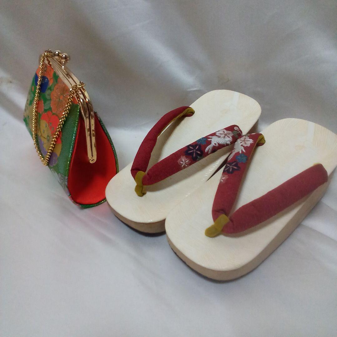 七五三　七歳着物　作り帯　帯揚げ　志古貴　はこせこセット　和装小物　バッグと下駄