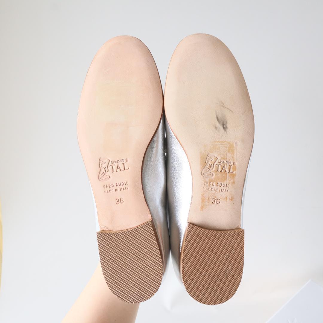 極美品　ルカグロッシ　シルバーローファー/スリッポン　36/23cm