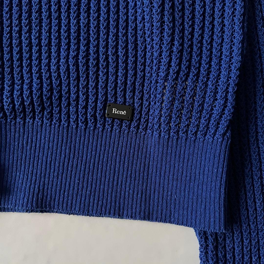 ほぼ未使用 Rene パール カーディガン ブルー ニット 現行 2023年製