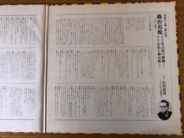 広沢虎造 浪曲名人選 11 LP 森の石松 虎造節 d769y81