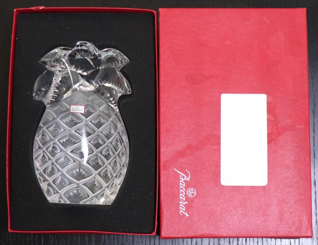 バカラ 珍品 新品箱付き 大型2kg パイナップル置物 フロスト加工 オブジェ