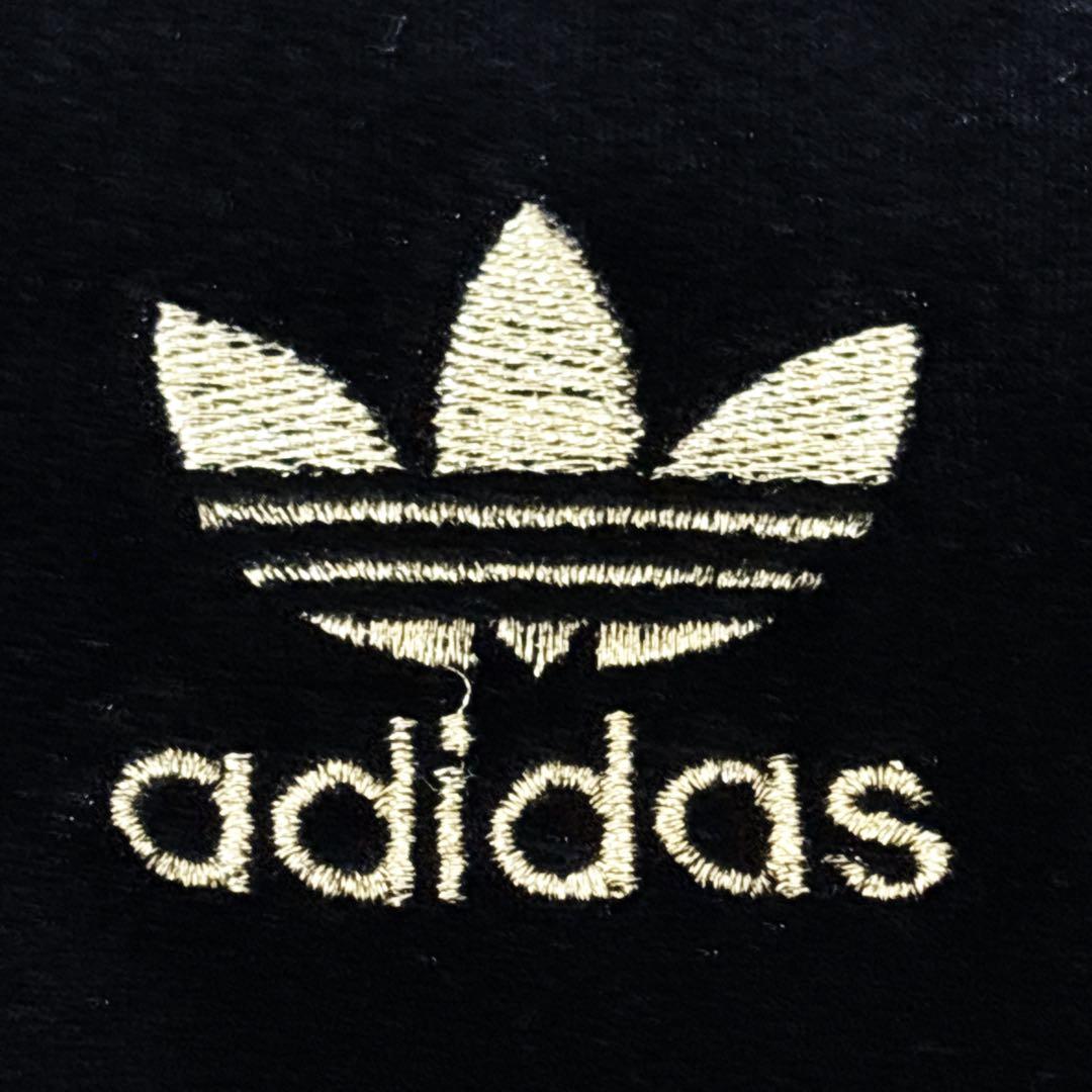 新品級✨adidas ベロア トラックジャケット 金 トレフォイル 黒 L 刺繍