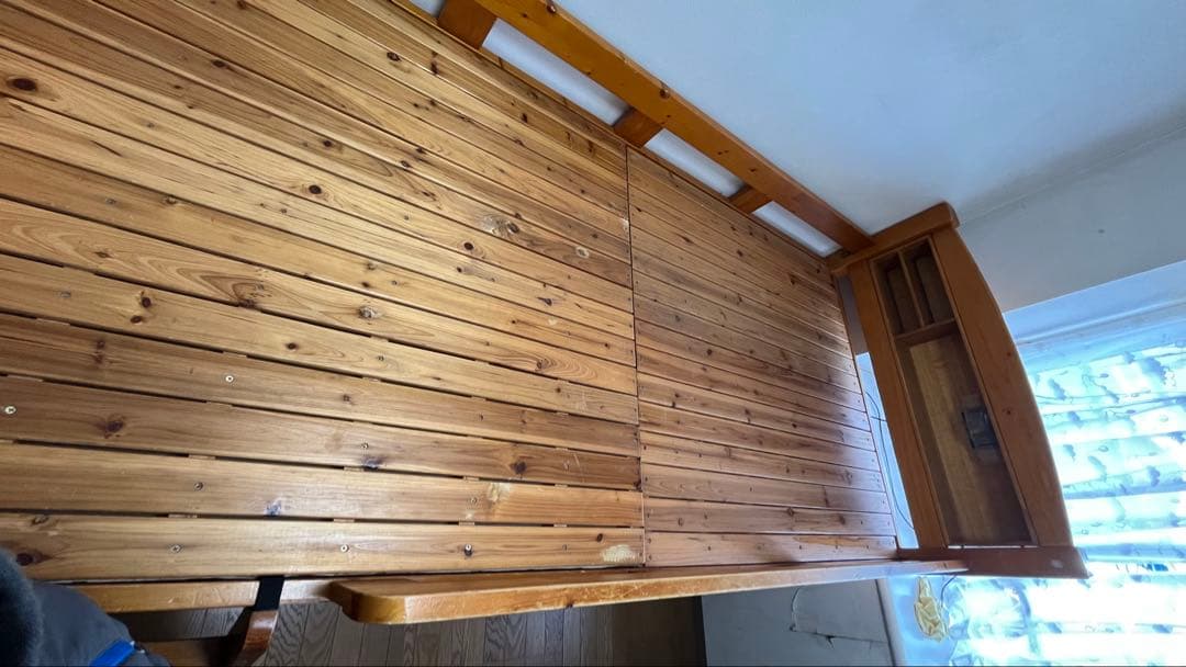 【引き取り限定】木製パイン材宮付ロフトタイプベッド