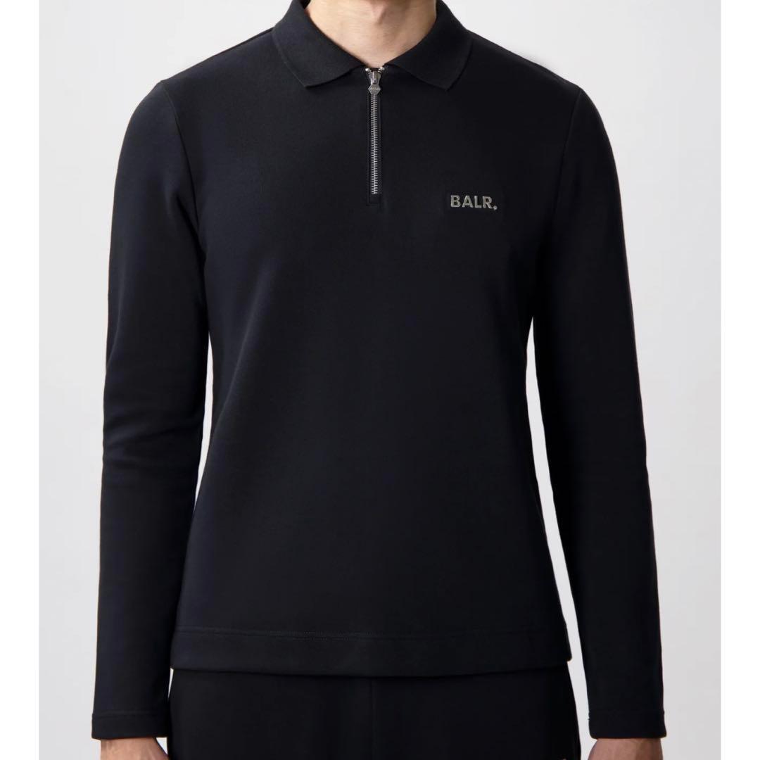 新品 BALR. Q-SERIES レギュラーフィット 長袖ポロシャツ L 黒