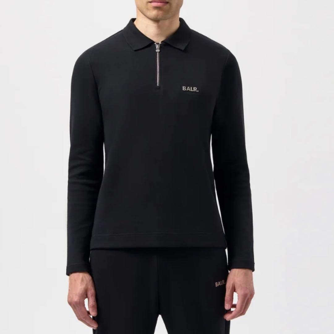 新品 BALR. Q-SERIES レギュラーフィット 長袖ポロシャツ L 黒