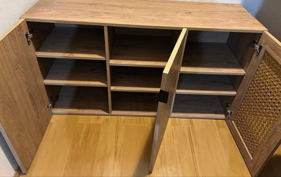 ［幅120cm］LOWYA ラタン調キャビネット　リビングボード