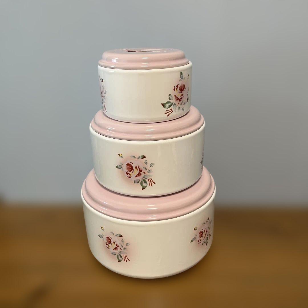 イマン　花柄ホーロー小物入れ3個セット