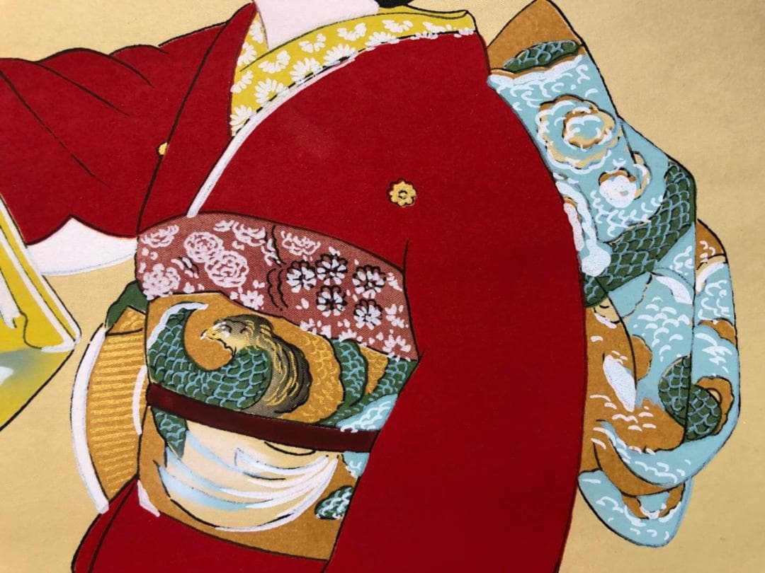 掛軸 山口芳月『序の舞 美人図』日本画 絹本 肉筆 合箱付 掛け軸 k07214