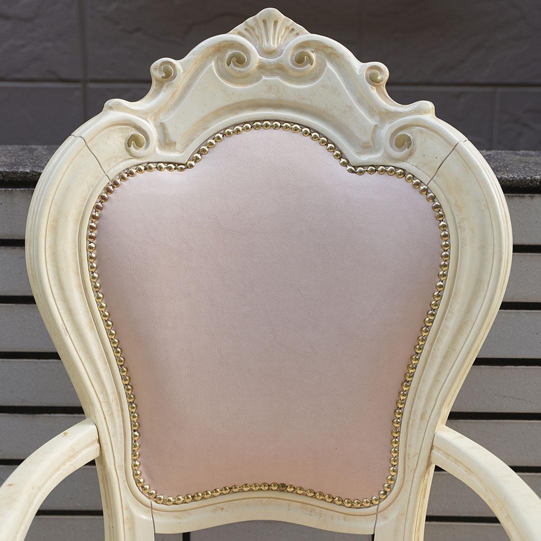 引き取り限定☆サルタレッリヴェルサイユ　アーム付きダイニングチェア　合皮レザー1