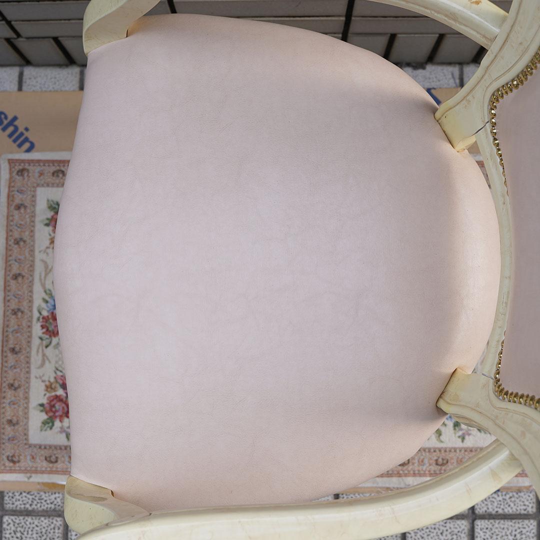 引き取り限定☆サルタレッリヴェルサイユ　アーム付きダイニングチェア　合皮レザー1