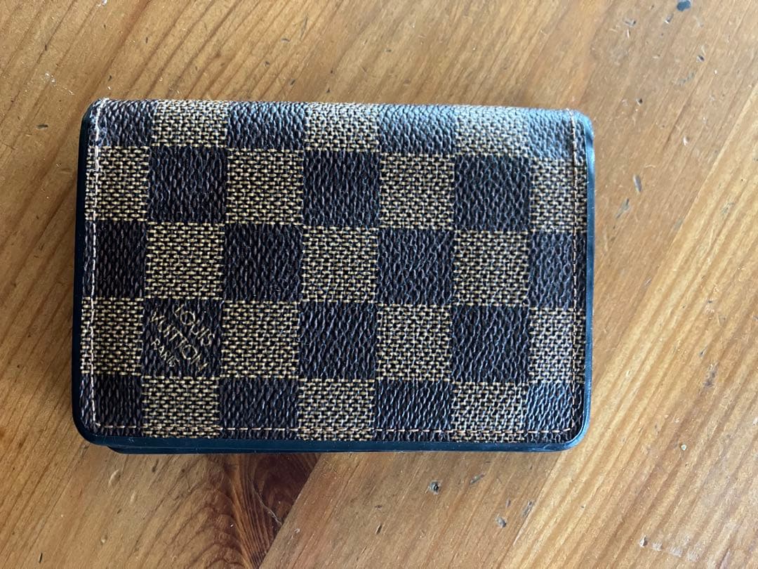 チェック柄レザー名刺入れ