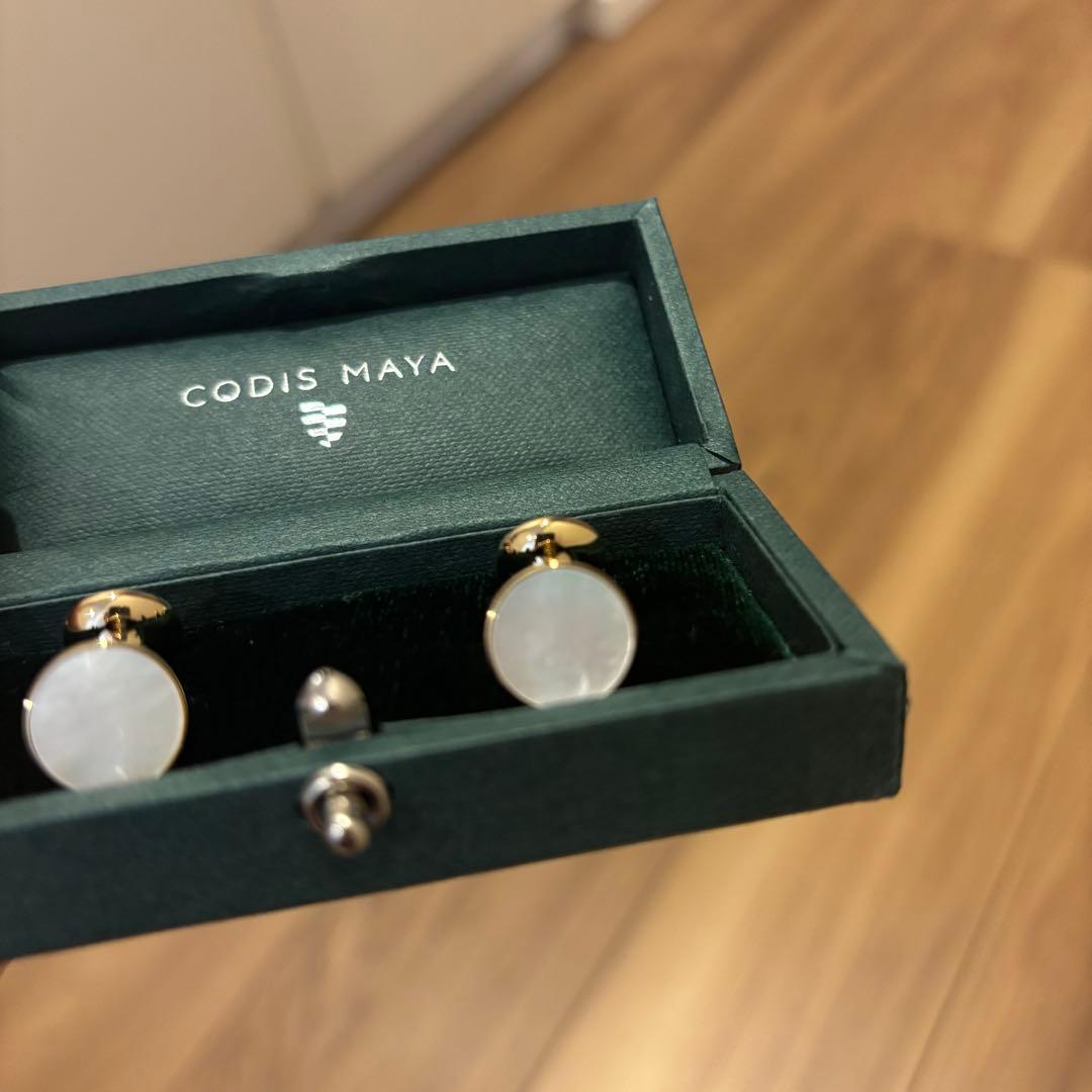 【1度のみ着用】CODIS MAYA ボウ カフリンクス ゴールド×パール