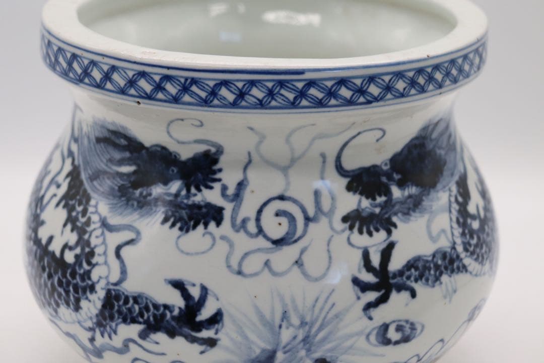 中国　染付　龍紋唾壺　送料込み250116