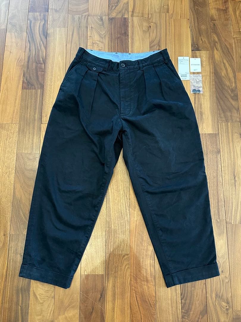 BEAMS PLUS ビームスプラス2プリーツ チノパンツ M ブラック