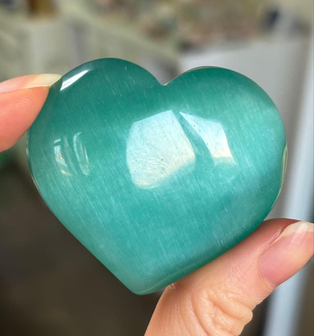 あ〜きゃん♬様　高品質　セレナイト　ハート　握り石　キャッツアイ