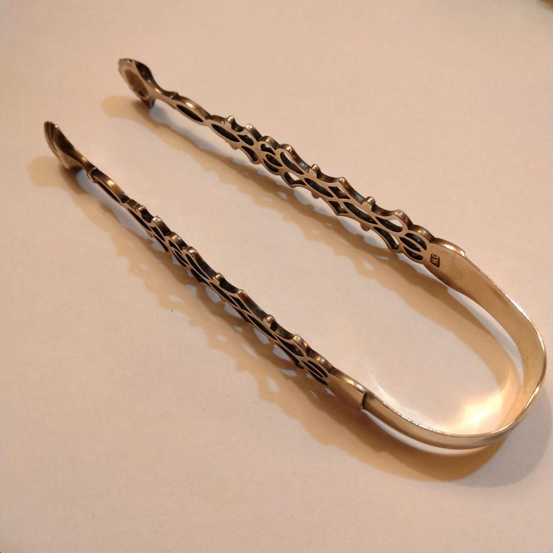 最終値下げ　イギリス　純銀　シュガートング　ピアス（透かし）入り　1780年頃