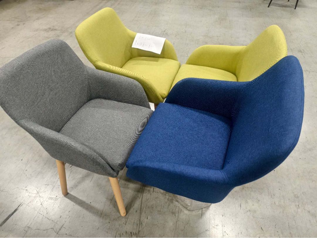 新品ダイニングチェア ネイビー2脚セット 布張り北欧風デザインファブリック製