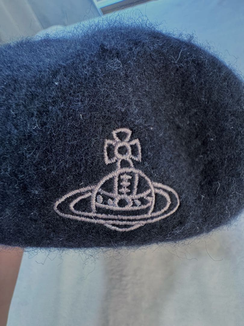 Vivienne Westwood ベレー帽 黒 フェルト 帽子 オーブ 刺繍