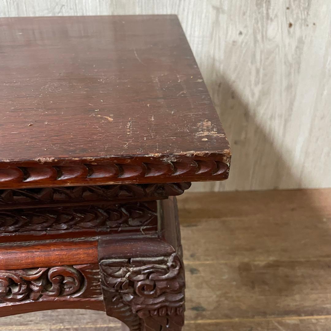 ②木製彫刻座卓 木彫サイドテーブル アジアン家具 アンティーク家具 ヴィンテージ