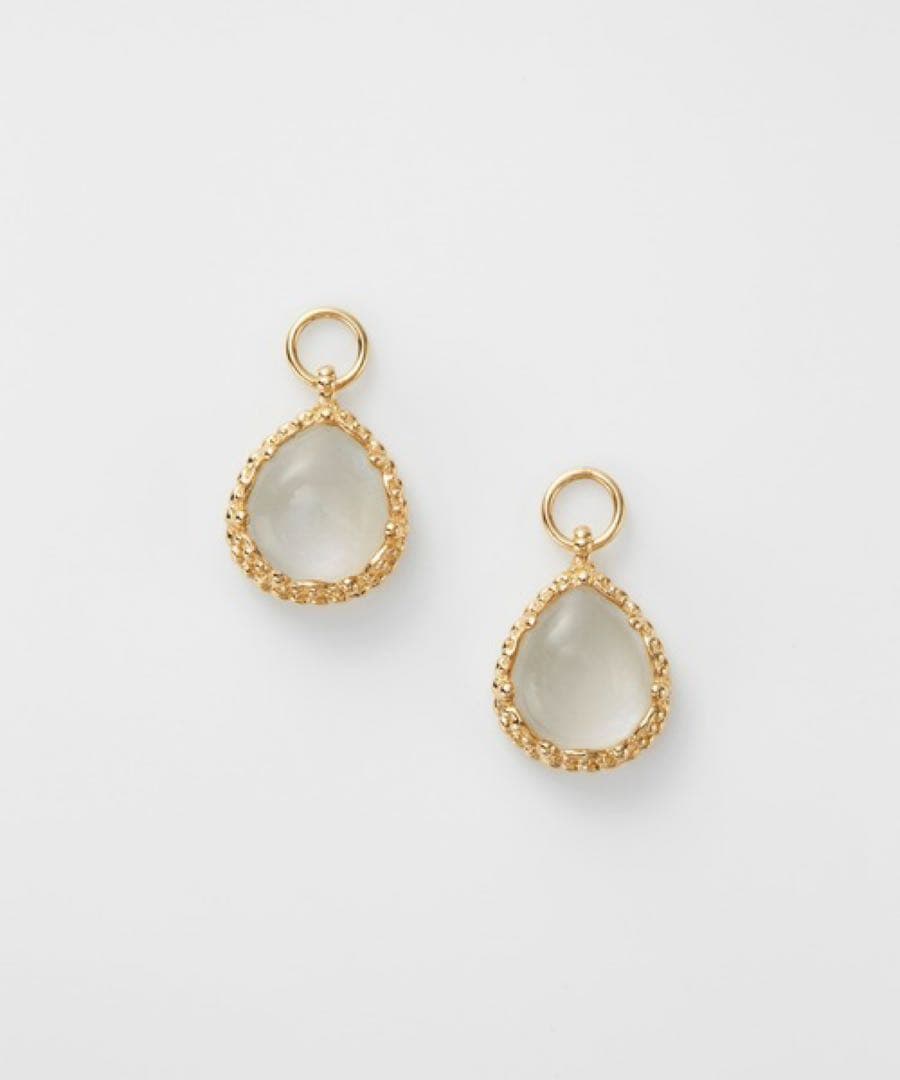 【未使用】agete K10 ピアスチャーム 白蝶貝 グレームーンストーン