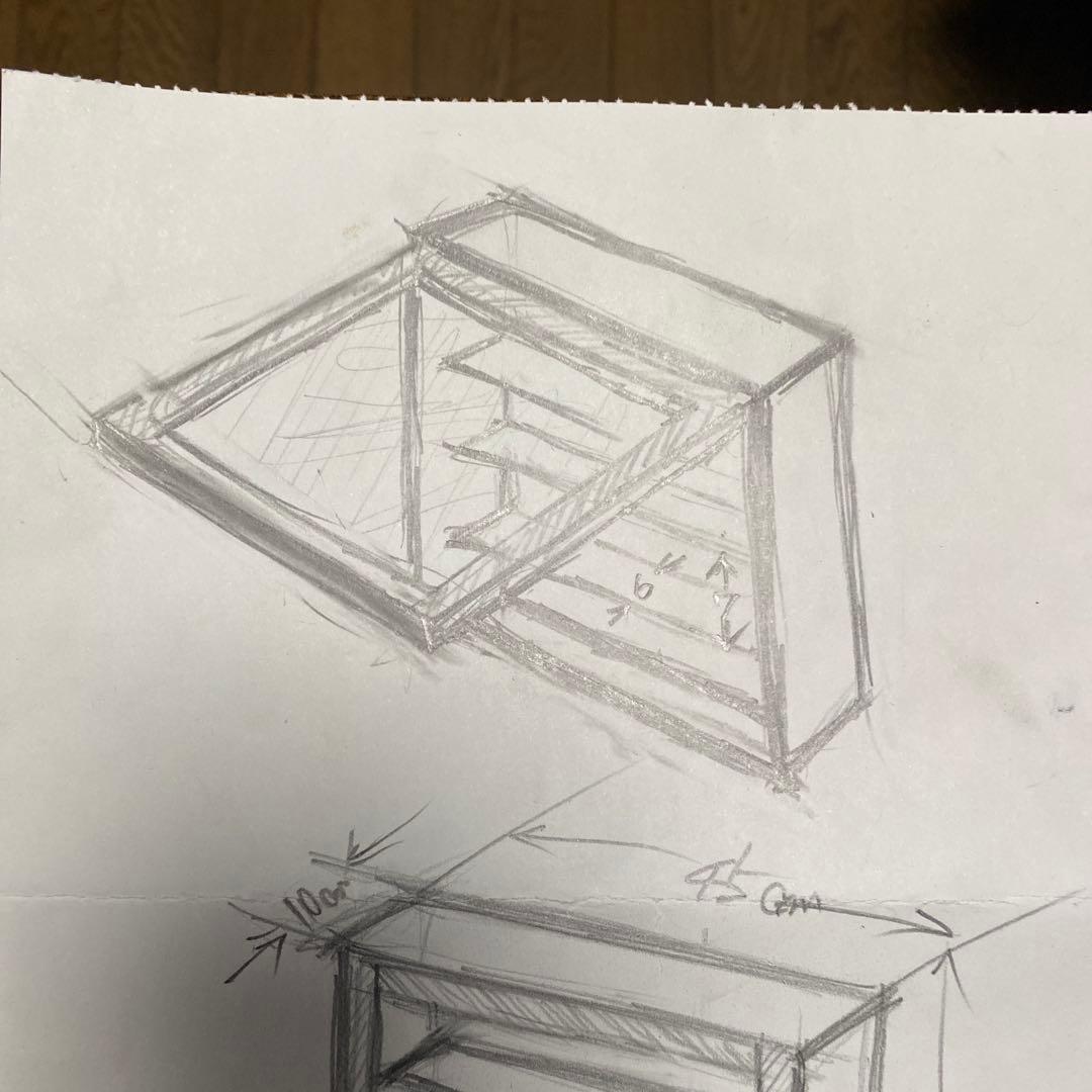 壁掛け扉付き4段シェルフ　幅45cm 高38cm奥行 8cm ホワイトオーク