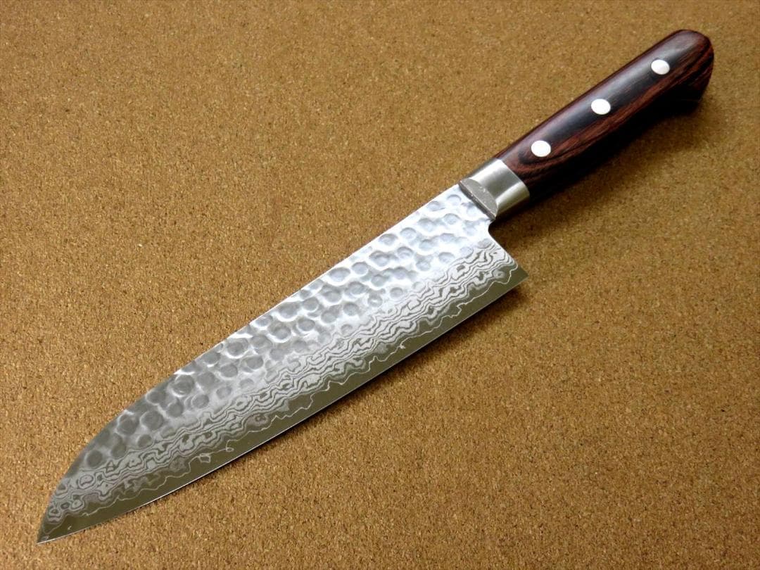 関の刃物 三徳包丁 185mm 鎚目鍛造 VG-10 ダマスカス 両刃 万能包丁