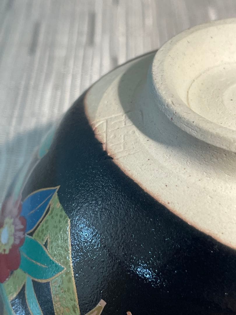 136桑野むつ子 京都 御所の花十二ヶ月【12月山茶花】抹茶椀・和陶皿 しおり付