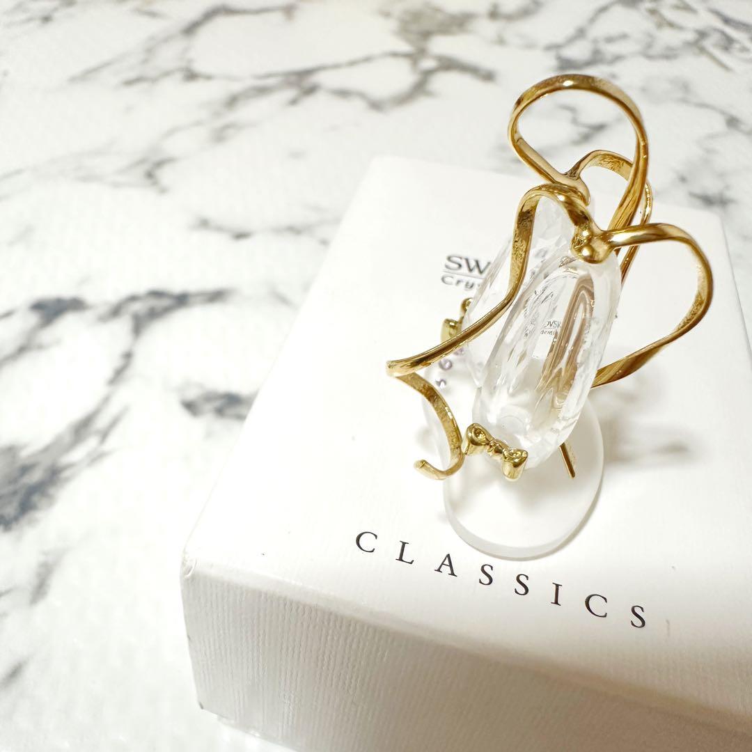 美品 スワロフスキー クリスタル バレエシューズ 置物 ゴールド