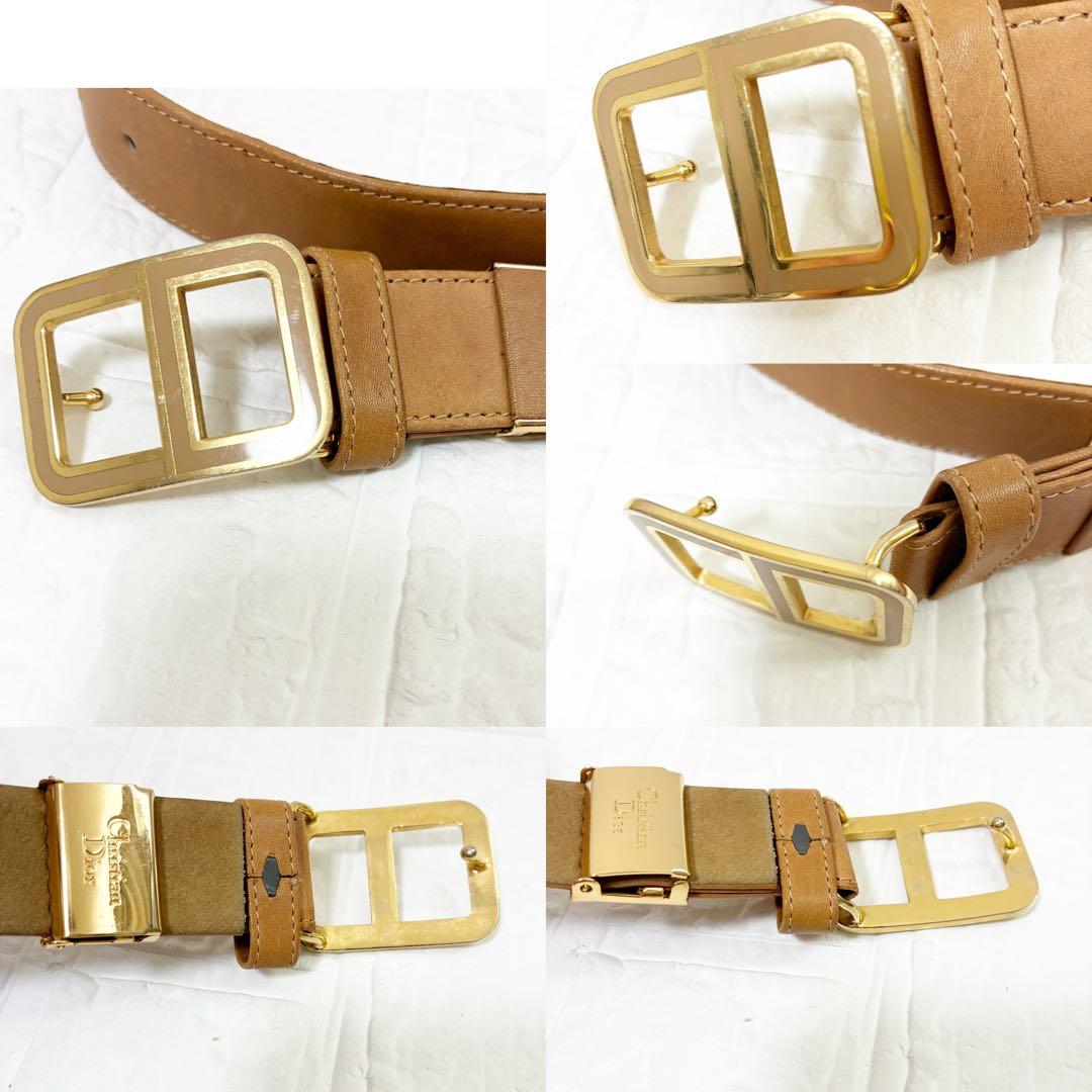 希少　Christian Dior ディオール ベルト　CDバックル　キャメル