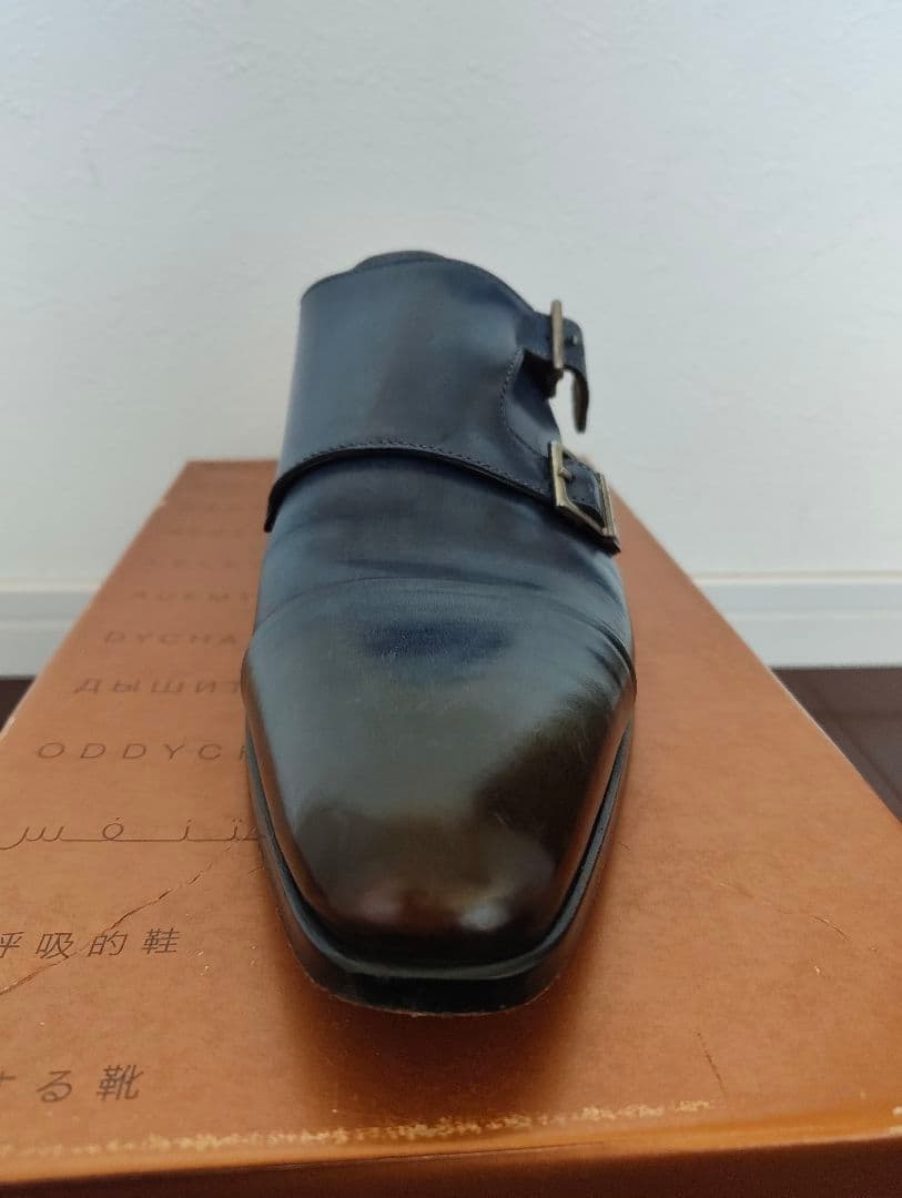 フランチェスコべニーニョ ネイビー ダブルモンクストラップ 7.5