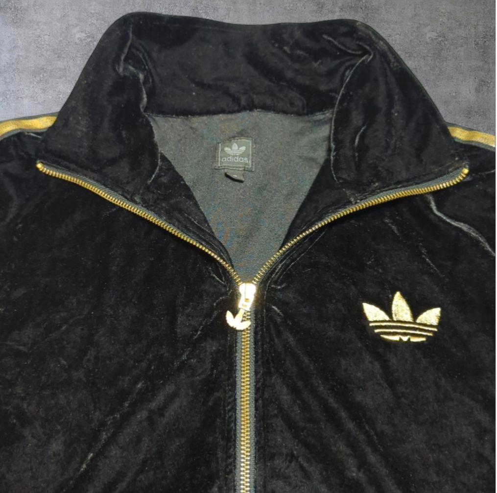 adidas セットアップ ベロアトラックジャケット ジャージ 黒 M/XS