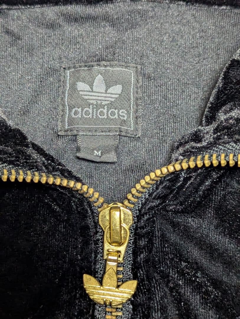 adidas セットアップ ベロアトラックジャケット ジャージ 黒 M/XS