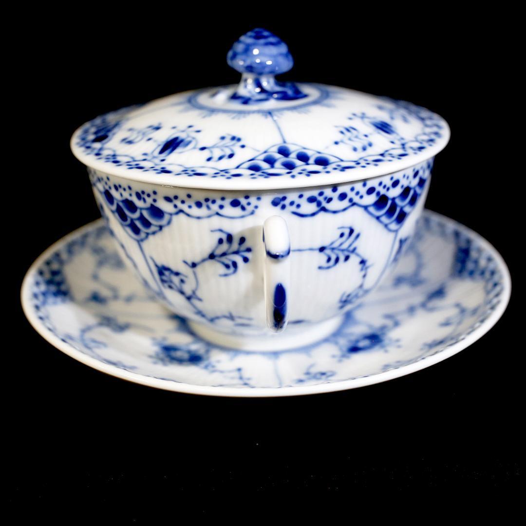 【美品 ２客】ロイヤルコペンハーゲン ハーフレース ダブルハンドル スープカップ