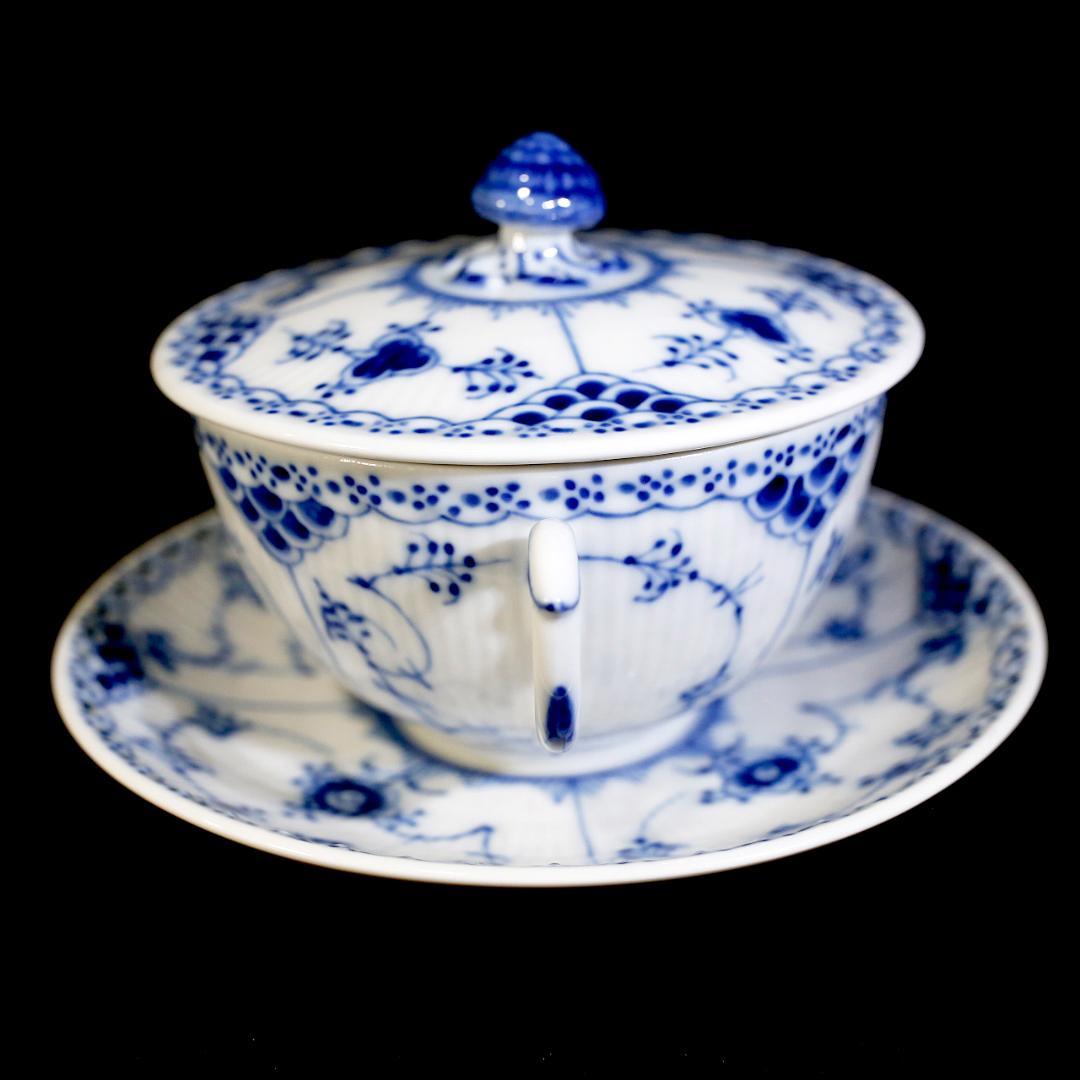 【美品 ２客】ロイヤルコペンハーゲン ハーフレース ダブルハンドル スープカップ